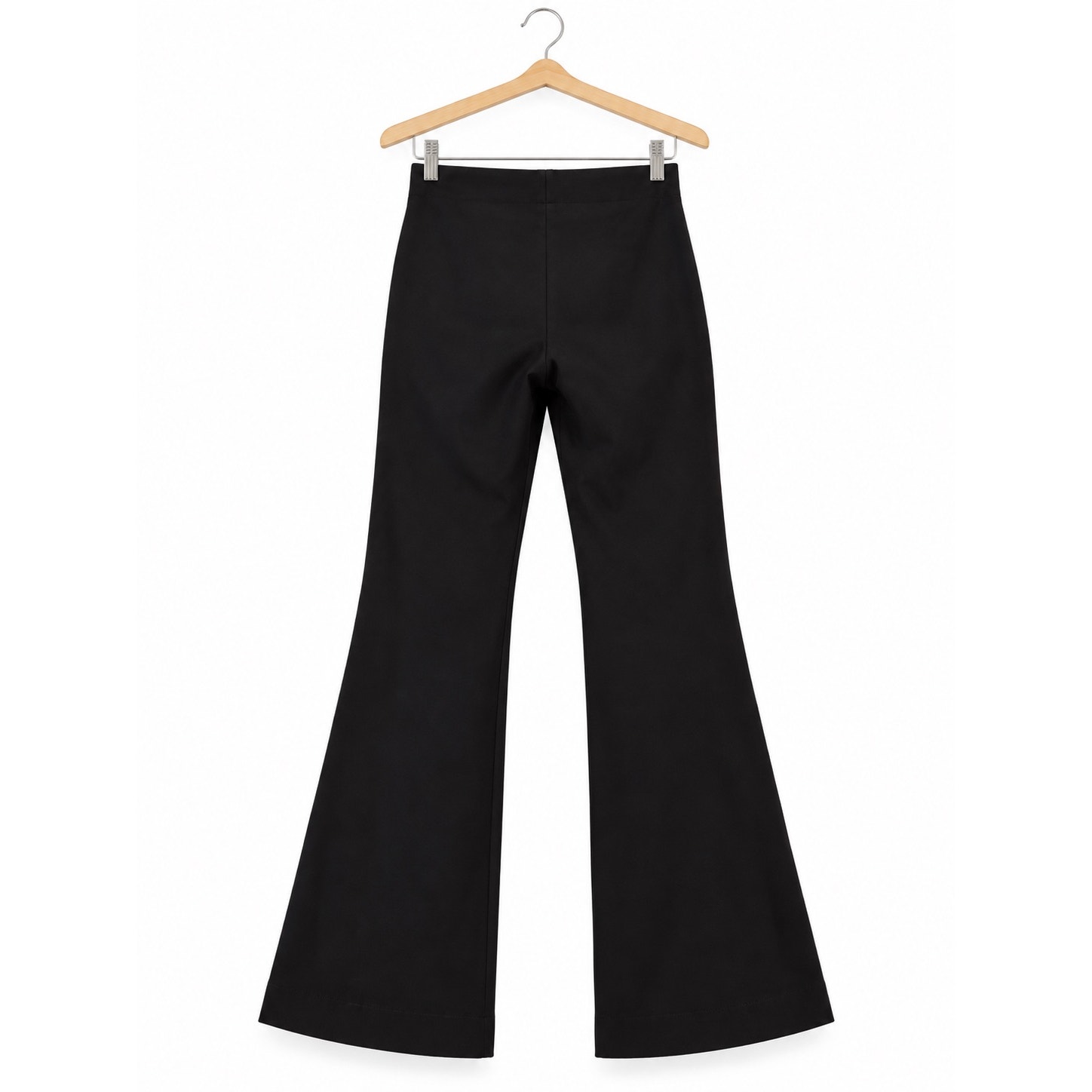 90s Minimalist Quiet Luxury Model Off Duty Franne Golde Black Flare Pull On Pant — image 2 of 8